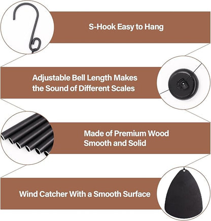 Wind Chimes for Outside, Large Aluminum Wind Chimes – Deep Tones & Soothing Melodies Ideal for Garden, Patio Decor, and Windchimes Outdoors for Loss of Loved One (32'' Black)