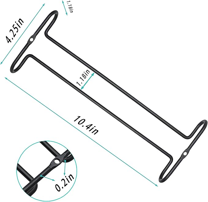 10 Inch Wine Glass Rack Under Cabinet Shelf Stemware Storage Hanging Hanger Organizer Glasses Holder with Drying Under Counter Metal for Kitchen and Bar Set of 4 Black