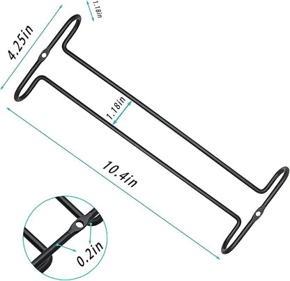 10 Inch Wine Glass Rack Under Cabinet Shelf Stemware Storage Hanging Hanger Organizer Glasses Holder with Drying Under Counter Metal for Kitchen and Bar Set of 4 Black