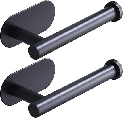 Toilet Paper Holder,Matt Black, Wall Mount,Upgraded Adhesive Toilet Paper Roll Holder,no Drilling,Bathroom/Rv/Washroom, SUS 304 Stainless Steel, Rustproof (Black, 2 Pieces)