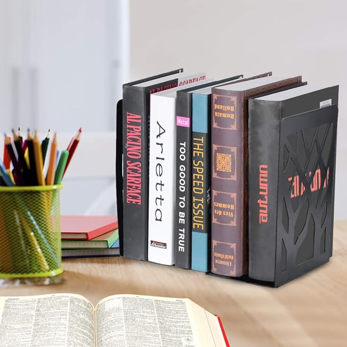 Decorative Metal Bookends Black Set of 4