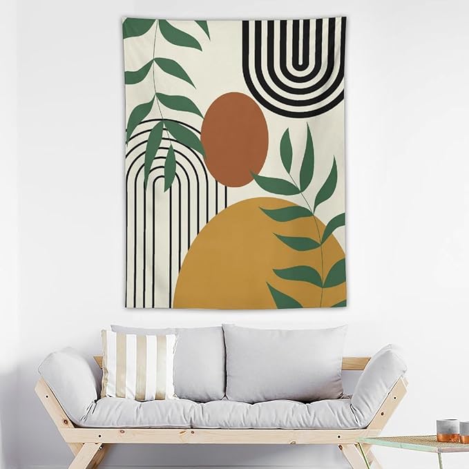 ICMOLYYENLO Boho Plant Aesthetic Tapestry, Abstract Medieval Arch Sun Home Aesthetic Wall Hanging For Bedroom Living Room Dormitory Tapestry 50x60 Inches