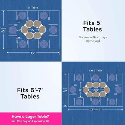 Full Set - Greige - The First Patented Lazy Susan Turntable Expandable for Rectangular & Oblong Tables - Kitchen & Dining Tables - Great Gift! Parties & Gatherings.