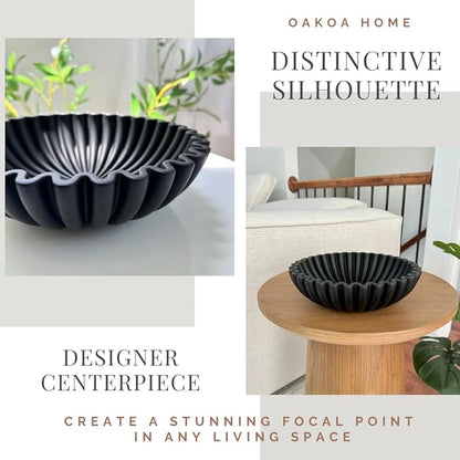 OAKOA Concrete Black Decorative Bowl for Home Decor - Black Bowl Decor - Modern Coffee Table Key Bowl for Entryway Table