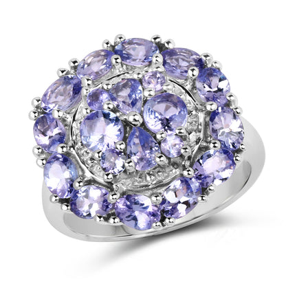 2.92 Carat Genuine Tanzanite .925 Sterling Silver Ring