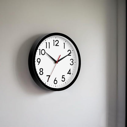 Wall Clock Analog 10 Inch Silent Non Ticking Battery Operated Modern Decorative for Living Room Kitchen Office Bedroom Bathroom(Black)