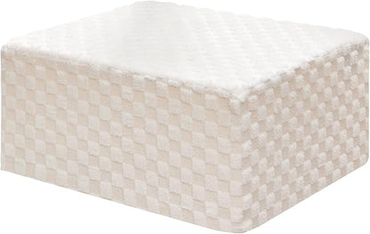 Hobestluk Rectangle Ottoman Memory Foam Footrest for Couch with Removable Cover Large Floor Seating for Adults Ottoman Coffee Table for Living Room, Bedroom or Office (Plush White, Footrest)
