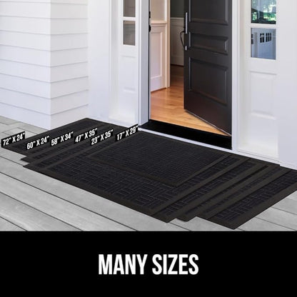 GORILLA GRIP 100% Waterproof All-Season WeatherMax Doormat, 34x58, US Designed Natural Rubber, Stain and Fade Resistant, Low Profile Indoor Outdoor Door Mats, Easy Clean Patio Mat, Midnight Maze