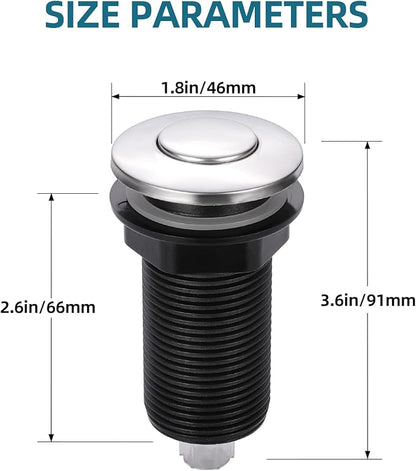 RQYEKDO Garbage Disposal Air Switch Kitchen Sink Top Long Stainless Steel Brushed Nickel Long 2.5" for Food and Waste Disposal On/Off Air Button Parts