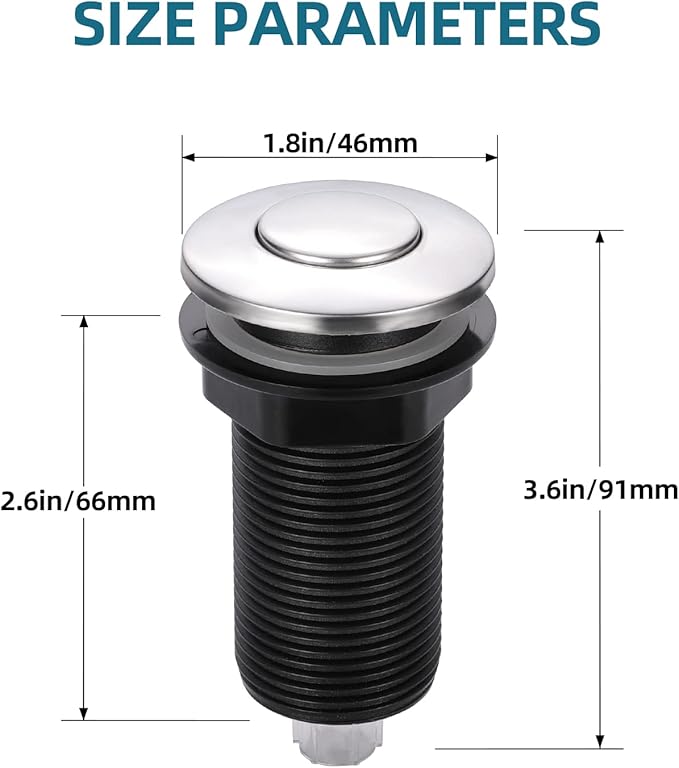 RQYEKDO Garbage Disposal Air Switch Kitchen Sink Top Long Stainless Steel Brushed Nickel Long 2.5" for Food and Waste Disposal On/Off Air Button Parts Copper…