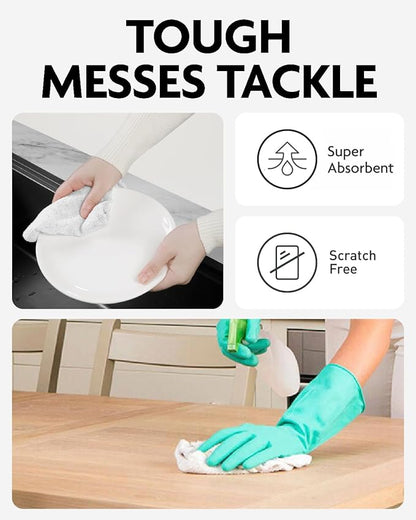 Fantasticlean Microfiber Cleaning Cloth Roll -90 Pack, Tear Away Microfiber Towels, 12" x 12", Reusable, Washable, Scratch Free, Ultra Absorbent Dish Rags for Car, Home, Garage or Shop (White)
