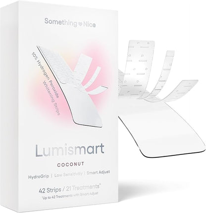 Something Nice Lumismart Whitening Strips - Dentist-Designed, Enamel Safe, up to 42 Treatments with Smart Adjust - Teeth Whitening Strips in Coconut for Sensitive Teeth