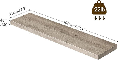 HOOBRO Floating Shelves for Wall, Wall Mounted Shelf Set of 2, 39.4" Hanging Shelf with Invisible Brackets, for Wall in Bathroom, Bedroom, Toilet, Kitchen, Livingroom, Office, Greige BG100BJP201