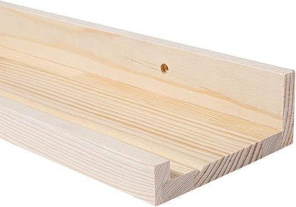 AZSKY 36 Inch Picture Ledge Shelf Solid Wood Large Floating Shelves Wall Mounted Rustic Natural Shelves for Home, Living Room, Bedroom, Bathroom, Office 3 Same Sizes
