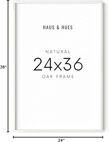 HAUS AND HUES 24 x 36 Poster Frame - Set of 1 24x36 White Poster Frame, Wooden Picture Frames, 24x36 Poster Frame White Poster Frames 24x36, Poster Frame 24x36 Frame White Frame (White Oak Frame)