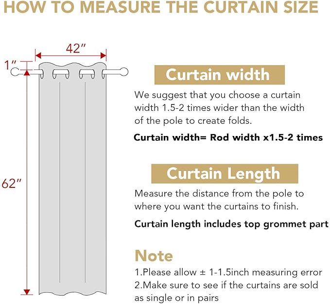 H.VERSAILTEX White Curtains for Bedroom Thermal Insulated Room Darkening Living Room Curtains Grommet Privacy Protection Window Curtain Panels/Drapes for Nursery, 2 Panels, 42x63 Inches, Pure White