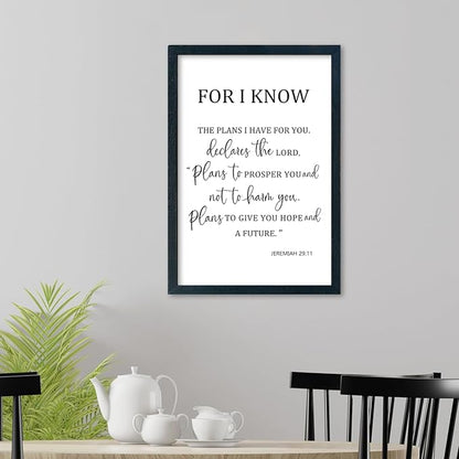LuZhiQiang Jeremiah 29 11 Wall Art 16"×11" For I Know The Plans I Have for You Sign Wood Framed Wall Decor Hanging (Black)