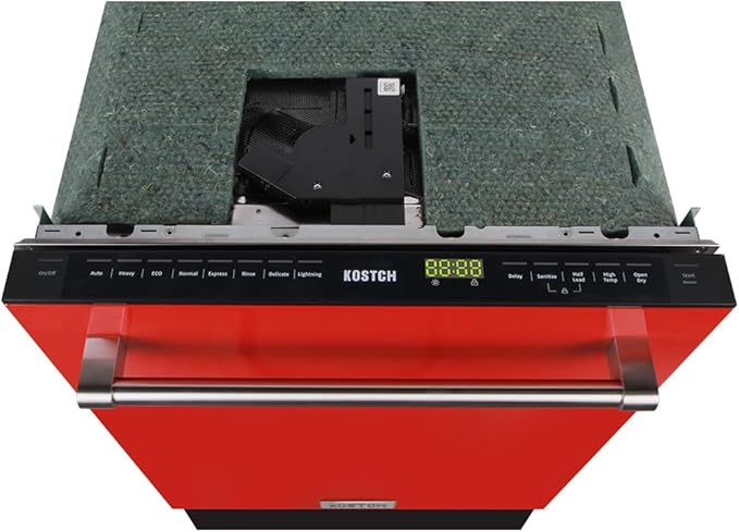 Large Capacity 24 inch Top Control Built-In Dishwasher with Third Rack – ENERGY STAR Certified, 47-dBA Ultra-Quiet, Stainless Steel (Red)
