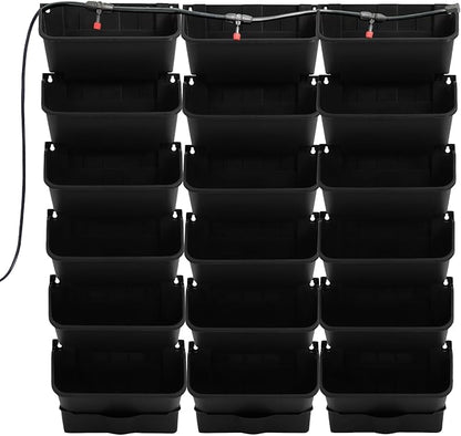 18 Pots Self-Watering Wall-Mounted Planter, 39.4”L x 39.4”H Vertical Wall Planter Self Watering Stackable Planters Vertical Garden Wall Garden Planter Outdoor Indoor for Herbs Flowers Strawberries
