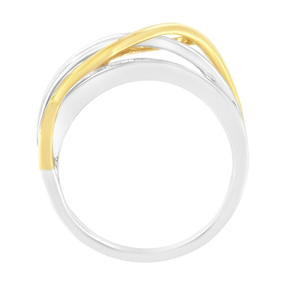 10K White and Yellow Gold 1 1/10 cttw Channel-Set Diamond Bypass Band Ring (J Color, I3 Clarity) - Size 7