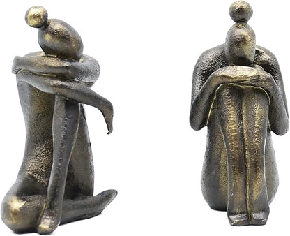 Lukitas Unique Decorative Girl Thinker Bookends, Non-Slip Book Holder, Home Office Bookshelf Decor, Creative Desktop Ornaments for Study Room Hotel Shelves, Resin, 1Pair/2Piece 6.5''