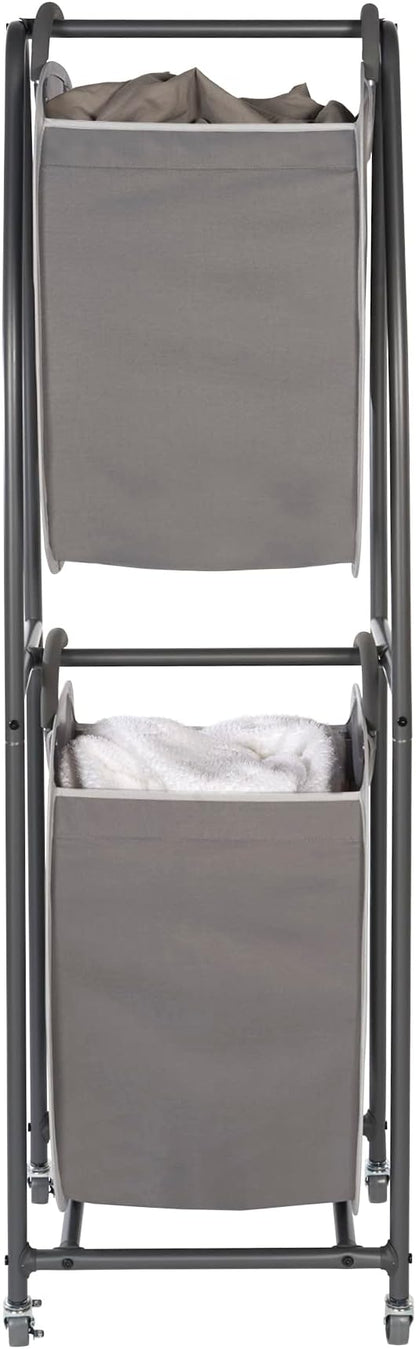 Neatfreak - 2 Tier Laundry Sorter - Laundry Hamper With Wheels & 2 x Laundry Basket Tote Bags For Dirty Clothes, Towels, Blankets, Bathroom Storage & Laundry Room Organization
