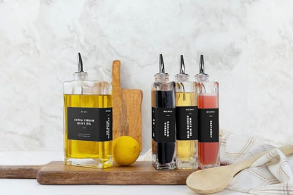 Molimoli Olive Oil Dispenser Bottle for Kitchen, Automatic Pourer, Glass Thin Bottle Dispenser for Kitchen, Olive Oil Cruet, | Set of 2 - Black