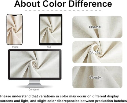 Vision Home Natural Full Blackout Curtains Linen Blended Darkening Window Curtains 84 inch for Living Room Bedroom Thermal Insulated Pinch Pleat Drapes with Hooks 2 Panel 40"Wx84"L