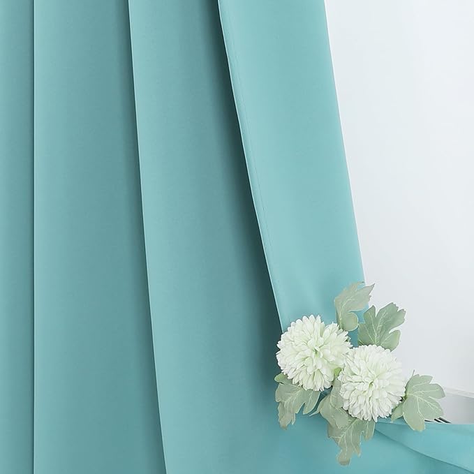ChrisDowa Small Window Curtains 36 inches Long for Bedroom - Grommet Short Thermal Insulated Room Darkening Curtains for Kitchen (2 Panels, Aqua, 42 x 36 Inch)