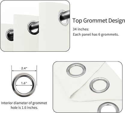 Easy-Going Blackout Curtains for Bedroom, Solid Thermal Insulated Grommet and Noise Reduction Window Drapes, Room Darkening Curtains for Living Room, 2 Panels (34x45 in, Ivory)