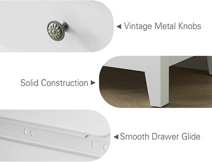 BLANKSPACE White Dresser, 3 Chest Drawer Dresser for Bedroom, Large Capacity Nightstand, Modern Wood Cabinet for Bedroom, Living Room, Closets