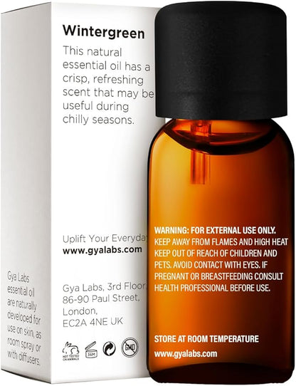 Gya Labs Wintergreen Essential Oil for Diffuser - 0.34 Fl Oz - 100% Pure Natural Wintergreen Oil for Skin, Hair, Massage & Candle Making Scent