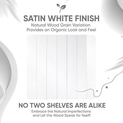 Homeforia White Floating Shelves 36 inch, High End Solid Real Wood 36inch Floating Shelf for Wall Mounted, White Wooden 36in Long Floating Shelves, Heavy Duty Bracket, 36 X 6.5 X 1.75 inches, Set of 2