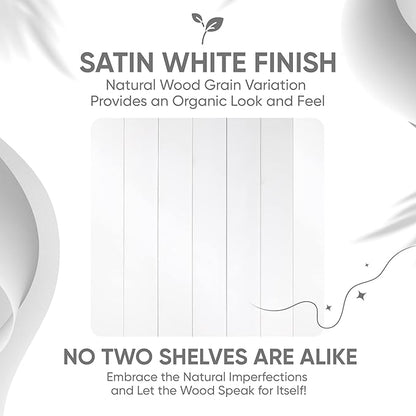 Homeforia White Floating Shelves 30 inch, High End Solid Real Wood 30inch Floating Shelf for Wall Mounted, White Wooden 30in Long Floating Shelves, Heavy Duty Bracket, 30 X 6.5 X 1.75 inches, Set of 2