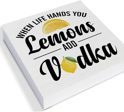 Summer Lemons Decor for Home Farmhouse Lemon Themed Tiered Tray Decor 3 Pcs Lemon Decorative Wood Box Signs Table Desk Shelf Kitchen Decoration