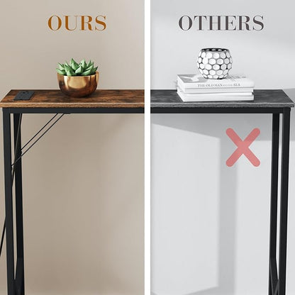 31.5‘’ Console Table, Skinny Entryway Table with Fast-Charging Station, Narrow Long Sofa Table, Behind Slim Couch Table for Entrance, Hallway, Living Room Decor ST-BR80-1