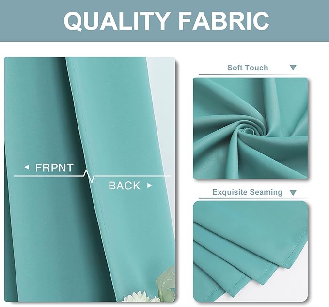 ChrisDowa Small Window Curtains 40 inches Long for Bedroom - Grommet Short Thermal Insulated Room Darkening Curtains for Kitchen (2 Panels, Aqua, 29 x 40 Inch)