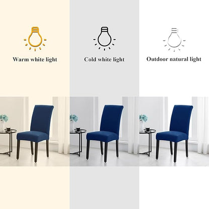 Joccun Chair Covers for Dining Room Set of 4, Dining Chair Slipcovers Stretch Dining Room Chair Covers Seat Protector,Washable Parsons Chair Cover for Home,Banquet(Classic Blue,4 Pack)