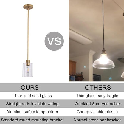 Brass Pendant Lights,Modern Farmhouse Pendant Light,Kitchen Pendant Mini Hanging Light for Sink Island,Adjustable Height,Home Décor Lighting