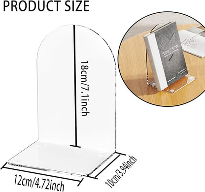 Lulonpon 4 Pieces Book Ends, Bookends, Books End for Shelves, Books End for Heavy Books, Clear Bookends, Acrylic Book Ends for School, Library,Desktop Organizer and Book Shelves