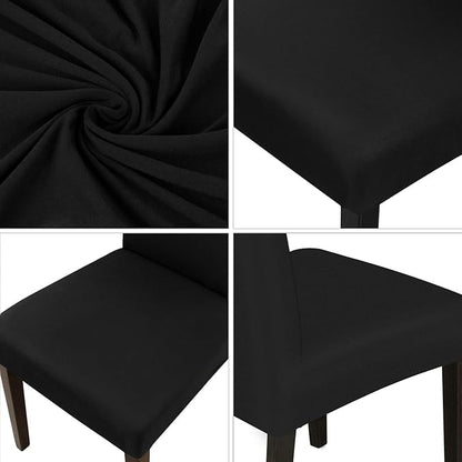 JQinHome Dining Chair Covers Dining Room Chair Slipcovers, 2 Pack High Stretch Removable Washable Parsons Chair Slipcover for Home Party Hotel Wedding Ceremony (Black)