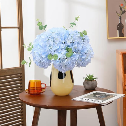 Tifuly Hydrangea Artificial Flowers -12 pcs Realistic Fake Hydrangea Silk Flowers with Stems Faux Hydrangea Flowers Heads for Office Home Party Wedding Centerpiece DIY Floral Decor(Sky Blue)