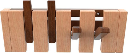 Wall Mounted Piano Key Hanger | Flip Style Hook | Entrance Wall Art Hook, Made of Oak Wood (3 Times Painted, 4 Times Polished) (Walnut-Beech, 4Hooks)