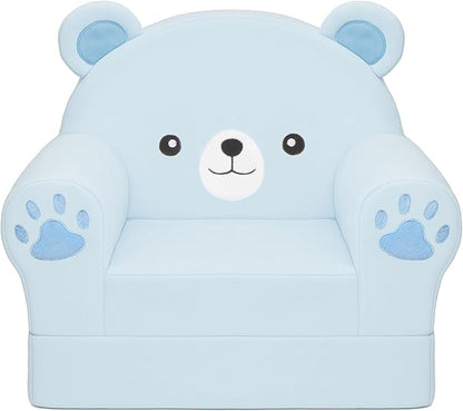 MONKISS Cute Toddler First Chair, Kids' Armchairs, Mini Couch for Baby, Blue Bear, 1~2.5 Years Old