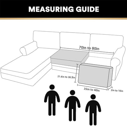 PrinceDeco Velvet Couch Cushion Cover Soft Stretch Cushion Slipcover for Chair Loveseat Sofa Cushion Furniture Protector Seat Cushion Sofa Cover (2 Piece Large Sofa Cushion Covers, Ivory)