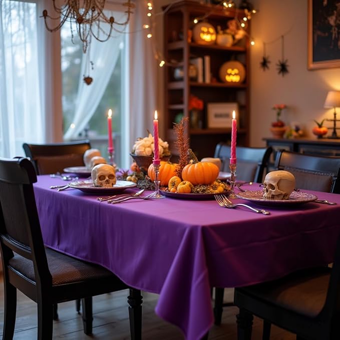 sancua Rectangle Tablecloth - 54 x 54 Inch - Stain and Wrinkle Resistant Washable Polyester Table Cloth, Decorative Fabric Table Cover for Dining Tables, Buffet Parties and Camping, Purple
