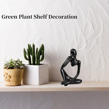 Home Decor Thinker Statue Accents, Set of 3 Thinker Sculptures Office Decor Modern Abstract Resin Decoration on Shelf Table Desk for Living Room Office Bedroom (Large Black)