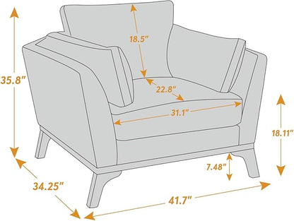 Large-Sized Accent Chair, Thick Cushion Bedroom Reading Chair, Comfortable Living Room Single Sofa， Boucle Dark Gray