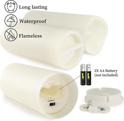 Set of 24 Flameless Led Battery Opeated (D2.2'' x H4''5''6'') Waterproof Outdoor Indoor Candles with 10-Key Remotes and Cycling 24 Hours Timer