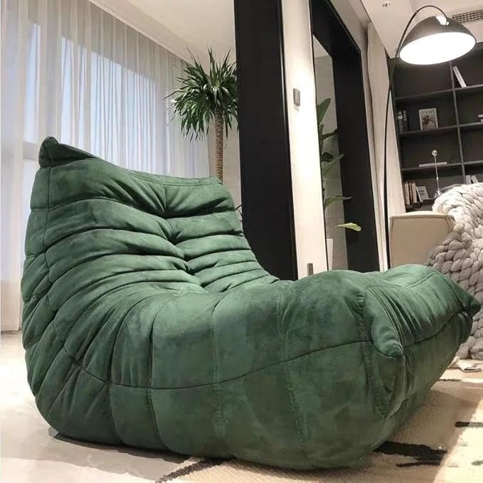 Modern Living Room Chair, Big Bean Bag Adult Floor Sofa, Togo Recliner Memory Foam Lazy Couch Suitable Balcony for Fireside Chair (White)